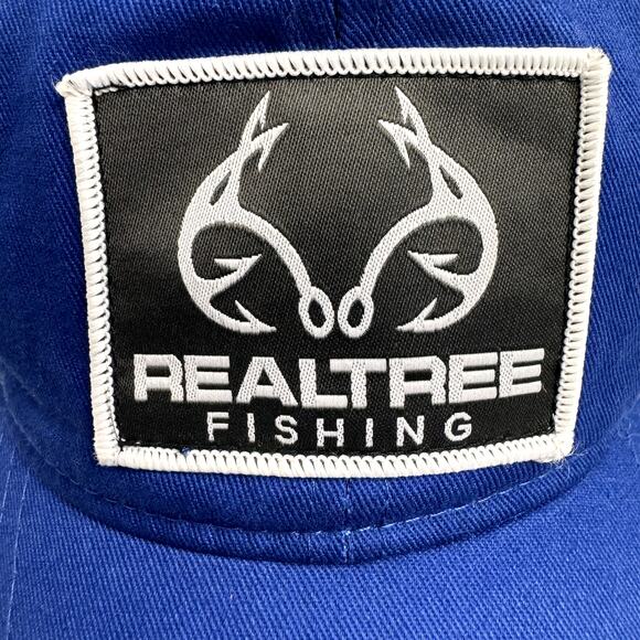 Men's Realtree Fishing Blue Cap Adjustable Back Logo Patch Cotton Trucker Hat OS - Picture 7 of 8
